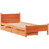  Posteljni okvir brez vzmetnice voščeno rjav 75x190 cm borovina | Shoptok.si