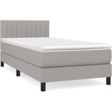  Box spring krevet s madracem svjetlosivi 90x190 cm od tkanine Slike
