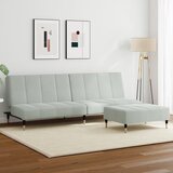 The Living Store Kavč dvosed z ležiščem in stolčkom za noge svetlo siv žamet - Kavč Z Ležiščem, (21494986) | Shoptok.si