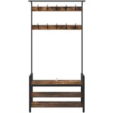 vidaXL Obešalnik za plašče s polico Dimljeni hrast 95 x 34 x 184 cm | Shoptok.si