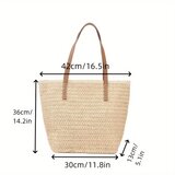 INF Velika slamnata torba za na plažo v francoskem stilu Beige, (21684492) Cene