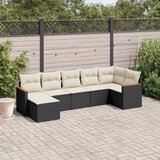 Maison Chic Seti vrtnega pohištva - Vrtna garnitura - Vrtni pohištvo set 7-delna z blazinami črn poli ratan, (21801256) | Shoptok.si