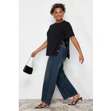 Trendyol Curve Black Button Detailed Knitted T-shirt | shoptok.hr
