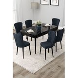 Hanah home trpezarijski set Due, sto na razvlačenje i 6 stolica, ploča u dekoru crnog mermera, antracit tkanina Babyface | Eponuda.com