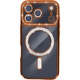 AVIZAR Ovitek za iPhone 17 Pro, združljiv z MagSafe, z okrasnim obrisom iz strasa, Oranžna, (5000190524) | Shoptok.si