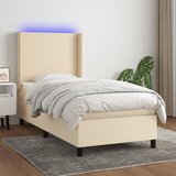 vidaXL Box spring postelja z vzmetnico LED krem 100x200 cm blago Cene