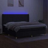  Krevet box spring s madracem LED crni 200x200 cm od tkanine | shoptok.hr