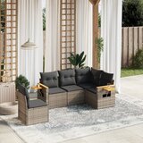 Maison Chic Seti vrtnega pohištva - Vrtna garnitura - Vrtni pohištvo set 5-delna z blazinami siv poli ratan, (21814102) | Shoptok.si