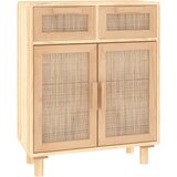  Komoda smeđa 60x30x75 cm masivna borovina i prirodni ratan | Eponuda.ba