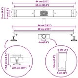  Odvod za tuš s staklenim poklopcem i 360° sifonom Crna 60 cm | shoptok.hr