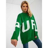 Fashion Hunters Women's green oversize sweater with RUE PARIS inscription Cene
