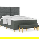 vidaXL vzmetnica s posteljo in klopjo temno siva 140x200 cm tkanina | Shoptok.si