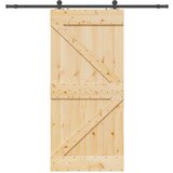 vidaXL Drsna vrata s kompletom vodil 90x210 cm trdna borovina | Shoptok.si