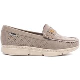 GOODIN Dark beige openwork loafers with a gold element | Shoptok.si