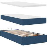 vidaXL Otomanski posteljni okvir z vzmetnico moder 90x190 cm blago, (21608633) | Shoptok.si