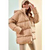 Bianco Lucci Women's Long puffer jacket with a Lace-up hood. | shoptok.hr