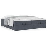 vidaXL Otomanski posteljni okvir z vzmetnicami siv 200x200cm žamet | Shoptok.si