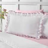 Catherine Lansfield Bijela/ružičasta posteljina za krevet za jednu osobu 135x200 cm So Soft Mono Frill &amp;ndash; Slike