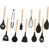 springos set silikonskog kuhinjskog pribora 12 kom. s posudom, crni | shoptok.hr