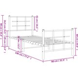  Metalni okvir kreveta uzglavlje i podnožje crni 75x190 cm | shoptok.hr