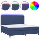  Krevet box spring s madracem LED plavi 200x200 cm od tkanine | shoptok.hr
