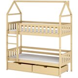 Molarem Home Drveni dječji krevet na kat Gaja s ladicom - svijetlo drvo - 200x90 cm - Madrac PE pjena 8 cm-spužvasti madrac | shoptok.hr