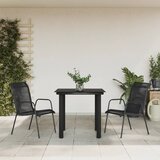  3-dijelni vrtni blagovaonski set crni od čelika i tekstilena | shoptok.hr