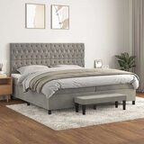  Box spring postelja z vzmetnico svetlo siva 200x200 cm žamet, (20851590) Cene