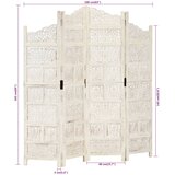 Sobna pregrada s 4 panela bijela 160x165 cm masivno drvo manga | Eponuda.ba