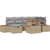 vidaXL Set vrtnih sofa s jastučićima - Bež, poli ratan, akacija | shoptok.hr