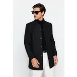 Trendyol Black Men's Slim Fit Slim Fit Stand Up Collar Stamped Coat.