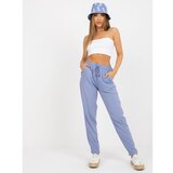 Fashion Hunters Light blue light trousers made of SUBLEVEL summer fabric Cene