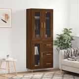 vidaXL Visoka komoda rjav hrast 69,5x34x180 cm inženirski les | Shoptok.si