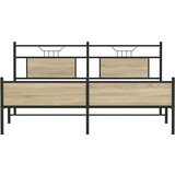 Metalni Kovinski posteljni okvir brez vzmetnice sonoma hrast 183x213 cm, (21829384) | Shoptok.si