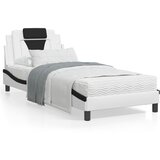 vidaXL Postelja z vzmetnico bela in črna 90x200 cm umetno usnje Cene