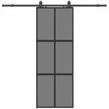 vidaXL Drsna vrata z opremo črna 76x205 cm kaljeno steklo, (22048513) | Shoptok.si