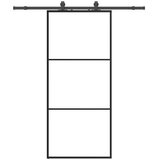  Klizna vrata s priborom crna 90 x 205 cm od ESG stakla | shoptok.hr