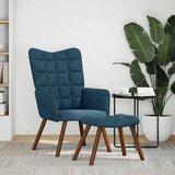  Stolica za opuštanje sa osloncem za noge plava baršunasta | shoptok.hr