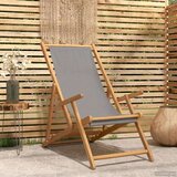  Ležaljka Svjetlosiva Čvrsto teak drvo - Svjetlosiva S naslonom za ruke | shoptok.hr