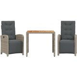  3-dijelni bistro set od poliratana s jastucima sivi Siva 90 cm table length | Shoptok.si