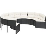 Vrtna sofa sa stolom i jastucima okrugla crna od poliratana | shoptok.hr