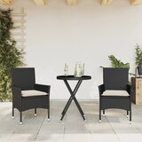 vidaXL Bistro garnitura 3-delna z blazinami črn poli ratan in steklo Cene