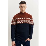 AC&Co / Altınyıldız Classics Men's Brick-coloured Standard Fit Regular Cut Half Turtleneck Collared Soft Textured Knitwear Sweater Cene