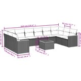  11-dijelni set vrtnih sofa od poliratana s jastucima crni Crna 62 x 62 x 69 cm | shoptok.hr