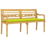 vidaXL Klupa Batavia s jarkozelenim jastukom 150 cm masivna tikovina | shoptok.hr