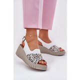ARTIKER Womens Sandals Made Of Natural Leather On Wedge White | ePonuda.com