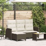 vidaXL Reclining Garden Sofa z blazinami v obliki črke L Brown | Shoptok.si