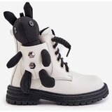 Kesi Leather insulated children's ankle boots with zipper with Vinceza bear white | Shoptok.si