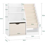 SoBuy otroška knjižna omara Montessori s tremi policami in košaro bela 80x40x80 cm, (5000009217) | Shoptok.si