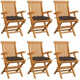 Maison Chic Vrtni stoli - Stol za vrt s taupe blazinami 6 kosov trdna tikovina JS2054, (21877116) | Shoptok.si